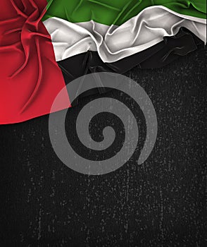 United Arab Emirates Flag Vintage on a Grunge Black Chalkboard