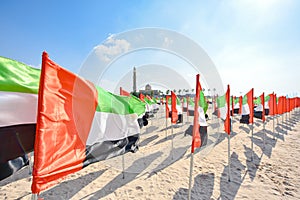 United Arab Emirates flag waving on the wind, UAE Flag