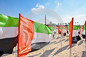 United Arab Emirates flag waving on the wind, UAE Flag