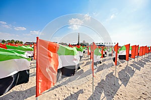 United Arab Emirates flag waving on the wind, UAE Flag