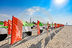 United Arab Emirates flag waving on the wind, UAE Flag