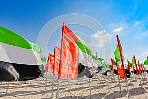 United Arab Emirates flag waving on the wind, UAE Flag