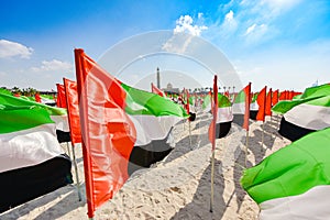 United Arab Emirates flag waving on the wind, UAE Flag