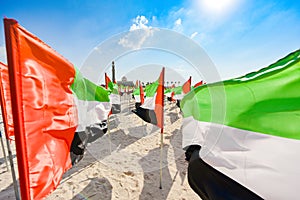 United Arab Emirates flag waving on the wind, UAE Flag