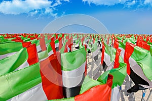 United Arab Emirates flag waving on the wind, UAE Flag