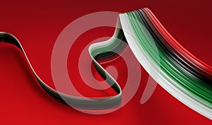 United Arab Emirates flag wavy abstract background. 3d illustration
