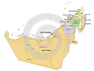 United Arab Emirates - Highly detailed editable political map with labeling.