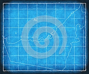 United Arab Emirates map blue print artwork illustration silhouette