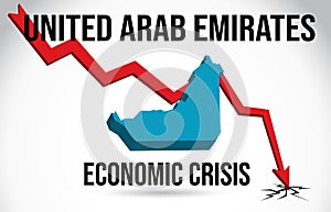 United Arab Emirates Map Financial Crisis Economic Collapse Market Crash Global Meltdown Vector