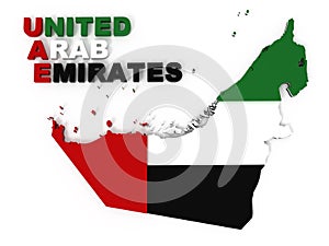 United Arab Emirates, map & flag, clipping path