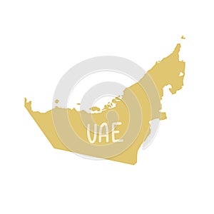 United Arab Emirates map in flat hand drawing style
