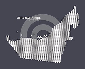 United Arab Emirates Map Hexagonal Halftone Texture