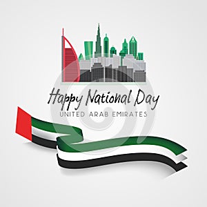 United Arab Emirates national day background design with colorful smoke from jet plane. UAE holiday celebration background. Spirit