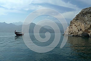 United Arab Emirates Oman dolphin watching boat trip Khasab Musandam dhow cruise