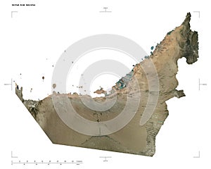 United Arab Emirates shape on white. High-res satellite