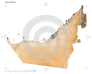 United Arab Emirates shape on white. Low-res satellite