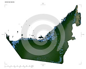 United Arab Emirates shape on white. Physical