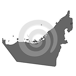 United Arab Emirates UAE country grey vector map on isolated white background for travel, middle east, and geography concepts.