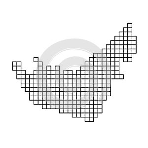 United Arab Emirates, UAE map silhouette from black pattern mosaic structure of squares. Vector illustration