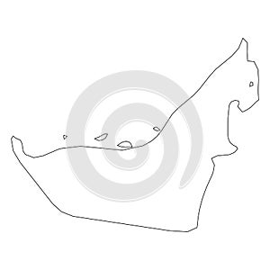 United Arab Emirates, UAE - solid black outline border map of country area. Simple flat vector illustration