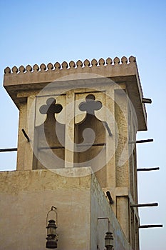 United Arab Emirates wind tower old architecture and lanterns