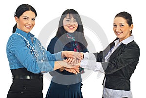 United busienss women with hands together