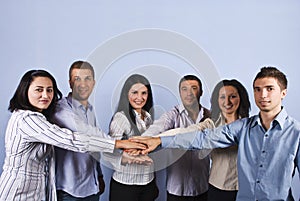 United business people with hands together