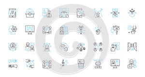 United communities linear icons set. Togetherness, Unity, Collaboration, Solidarity, Diversity, Inclusivity, Cooperation