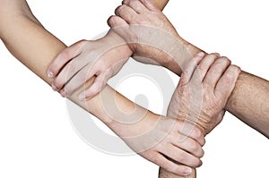 United hands isolated with clipping path