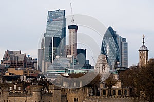 UNITED KIGDOM, LONDON, DECEMBER 07, 2016: View of London skyscrapers in London-City photo