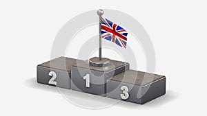 United Kingdom 3D waving flag illustration on winner podium.