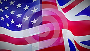 United kingdom and America flags showing the special relationship between the countries