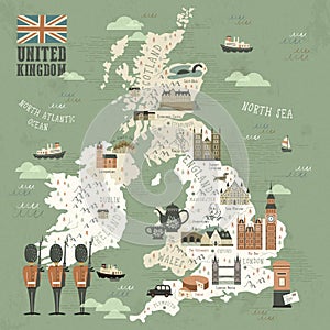 United Kingdom attractions travel map