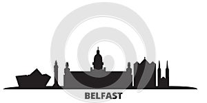 United Kingdom, Belfast city skyline isolated vector illustration. United Kingdom, Belfast travel black cityscape