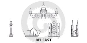 United Kingdom, Belfast line travel skyline set. United Kingdom, Belfast outline city vector illustration, symbol