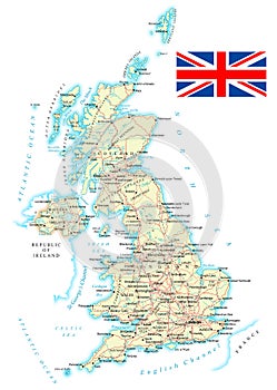United Kingdom - detailed map - illustration.