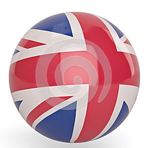 United Kingdom flag ball symbol on white background. 3D