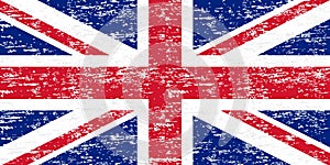 United Kingdom Flag. Brush painted UK flag. Hand drawn style illustration with a grunge effect and watercolor. United Kingdom Flag