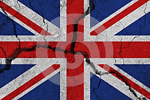 United Kingdom flag on the cracked earth