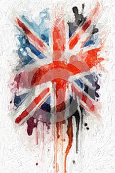 United Kingdom flag painted on a white background. Hand-drawn illustration. photo