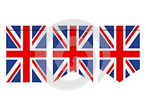 United Kingdom flag or pennant isolated on white background. Pennant flag icon