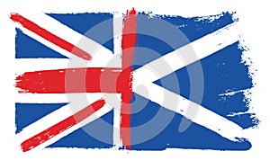 United Kingdom Flag & Scotland Flag Vector Hand Painted with Rounded Brush