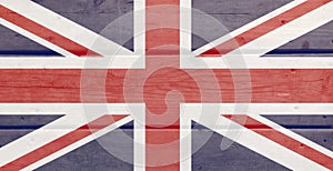United Kingdom flag on wood background. Wooden texture flag of United Kingdom
