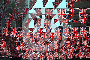 United Kingdom flags handing