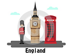 United Kingdom Flat Icons Design Travel Concept.Vector