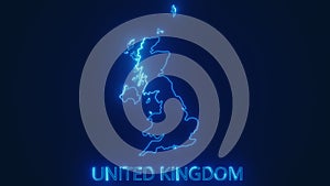 United Kingdom glow map illustration