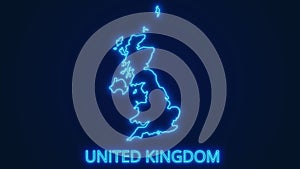 United Kingdom glow map illustration