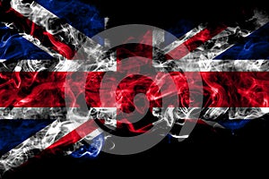 United Kingdom, Great Britain, British smoke flag isolated on black background