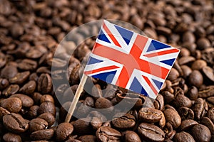 United Kingdom or Great Britain flag on coffee bean, import export trade online commerce