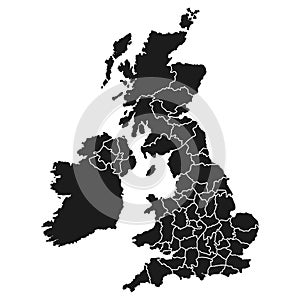 United Kingdom, Great Britain map with administrative division isolated â€“ vector